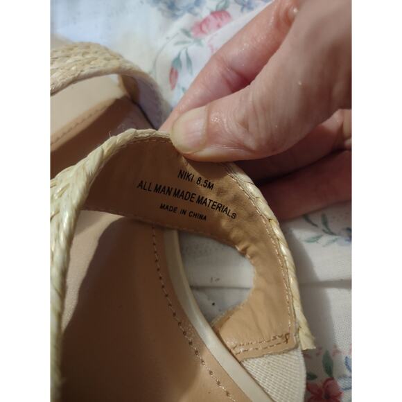 Joie Niki Raffia Braided Straw Sandals 8.5 Timeless Square Toe Preppy Summer - Picture 3 of 7